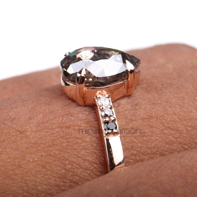 Pear Salt And Pepper Diamond Ring Ombre Diamond Ring - Minimal Carbon