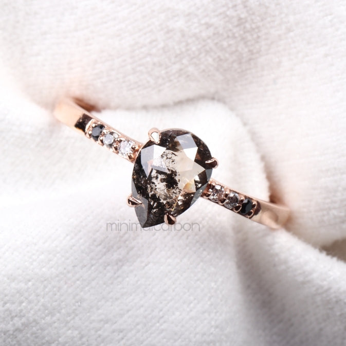 Pear Salt And Pepper Diamond Ring Ombre Diamond Ring - Minimal Carbon