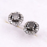 Cluster Earrings Halo Earrings - Minimal Carbon