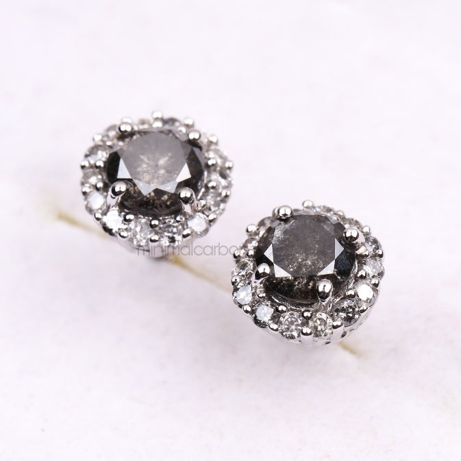 Cluster Earrings Halo Earrings - Minimal Carbon