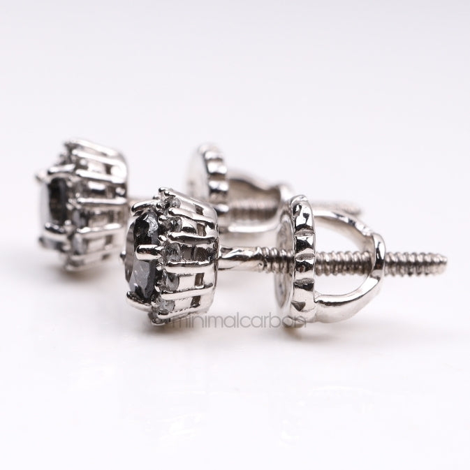 Cluster Earrings Halo Earrings - Minimal Carbon