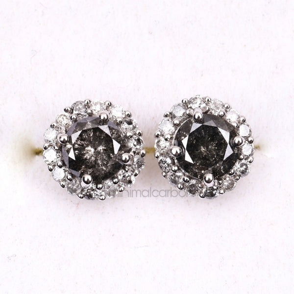 Cluster Earrings Halo Earrings - Minimal Carbon