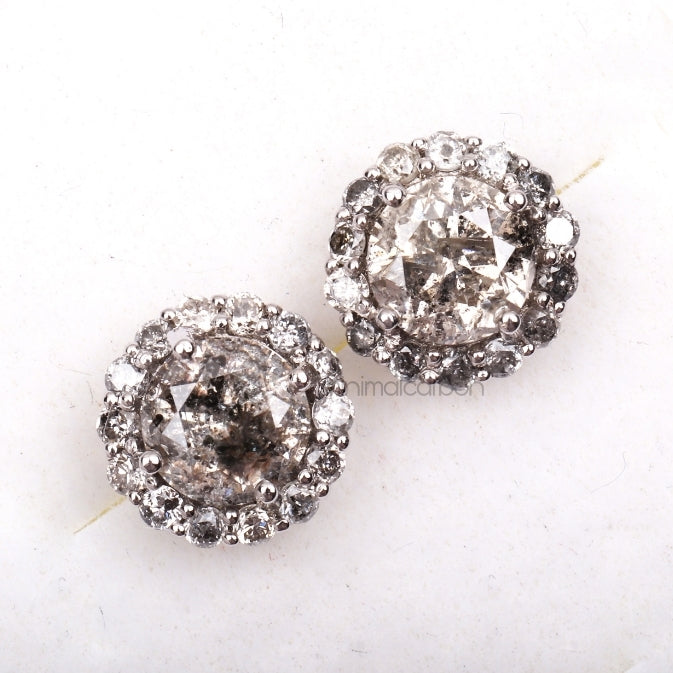 Cluster Earrings Halo Earrings - Minimal Carbon