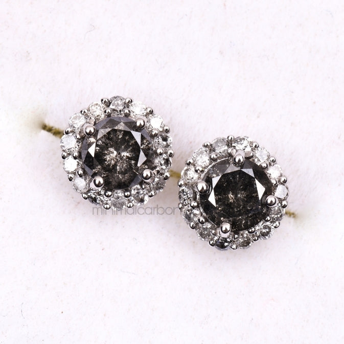 Cluster Earrings Halo Earrings - Minimal Carbon