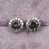 Cluster Earrings Halo Earrings - Minimal Carbon