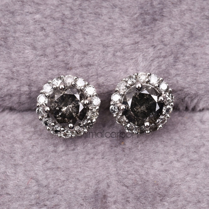 Cluster Earrings Halo Earrings - Minimal Carbon