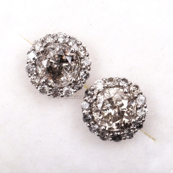 Cluster Earrings Halo Earrings - Minimal Carbon