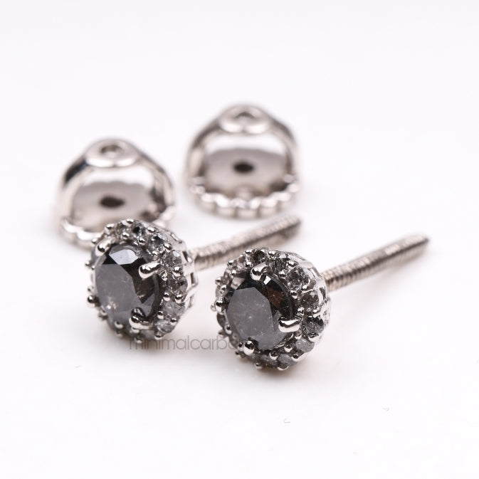 Cluster Earrings Halo Earrings - Minimal Carbon