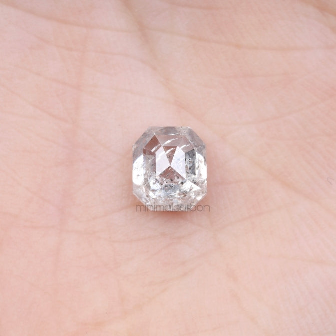 1.61 CT, 6.6 X 5.8 MM | Salt And Pepper Emerald Cut Diamond - Minimal Carbon