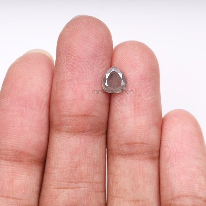 1.05 CT, 6.9 X 6.3 MM | Salt And Pepper Pear Cut Diamond - Minimal Carbon