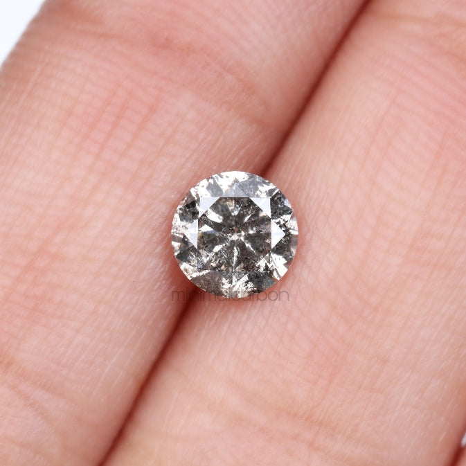 1.02 CT, 6.2 MM | Salt And Pepper Round Brilliant Cut Diamond - Minimal Carbon