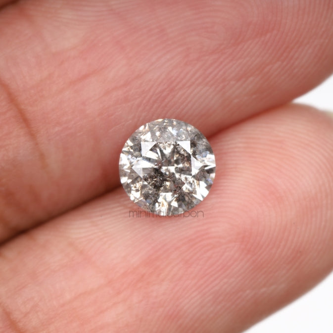 1.08 CT, 6.5 MM | Salt And Pepper Round Brilliant Cut Diamond - Minimal Carbon