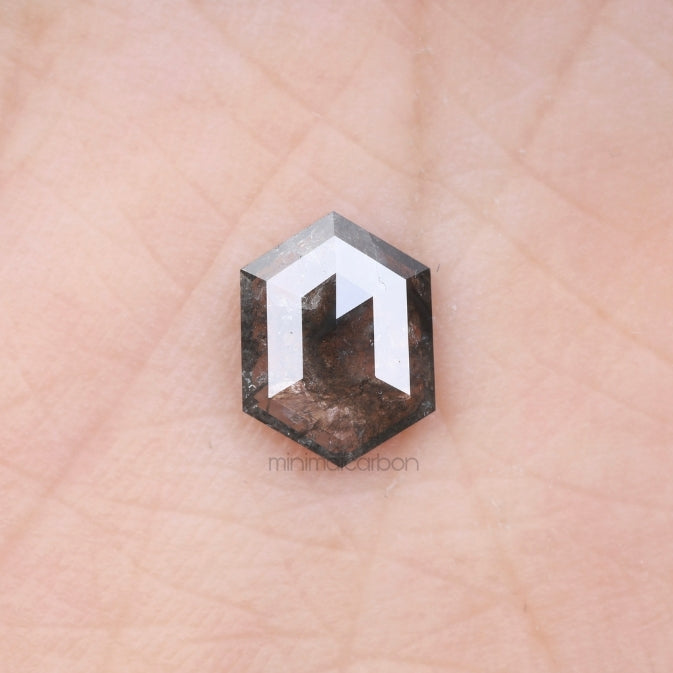 1.16 CT, 9.2 X 6.9 MM | Salt And Pepper Hexagon Cut Diamond - Minimal Carbon