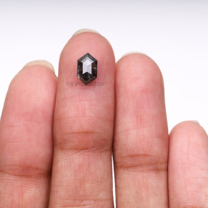1.20 CT, 8.2 X 5.0 MM | Salt And Pepper Hexagon Cut Diamond - Minimal Carbon
