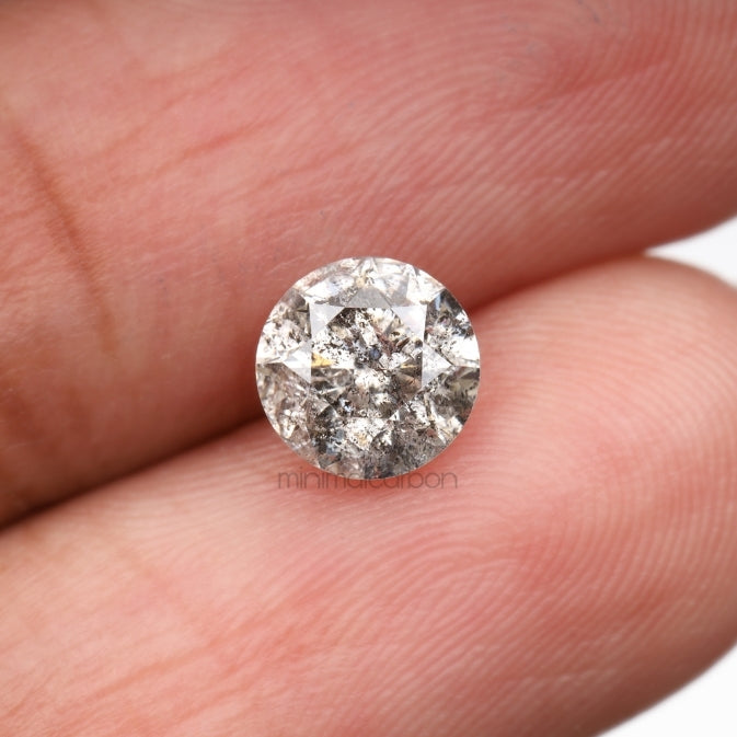 1.14 CT, 6.5 MM | Salt And Pepper Round Brilliant Cut Diamond - Minimal Carbon