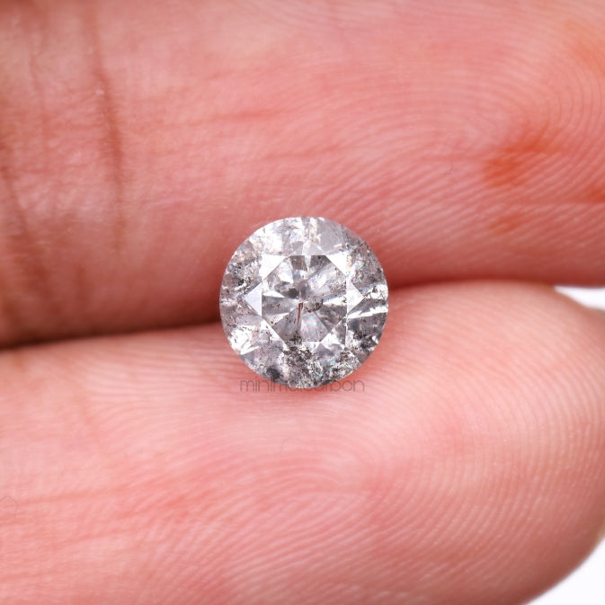 1.07 CT, 6.3 MM | Salt And Pepper Round Brilliant Cut Diamond - Minimal Carbon
