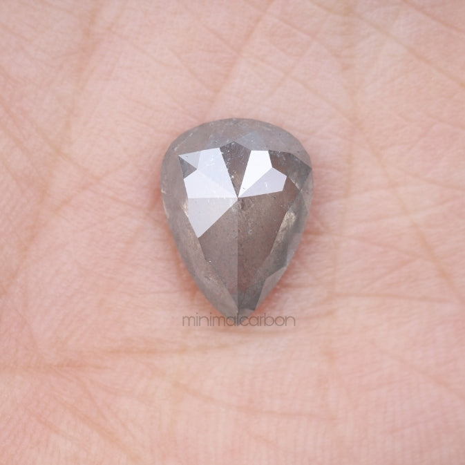 3.74 CT, 12.4 X 9.2 MM | Salt And Pepper Pear Cut Diamond - Minimal Carbon