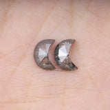1.37 CT, 7.0 X 5.0 MM | Salt And Pepper Crescent Cut Diamond Pair - Minimal Carbon