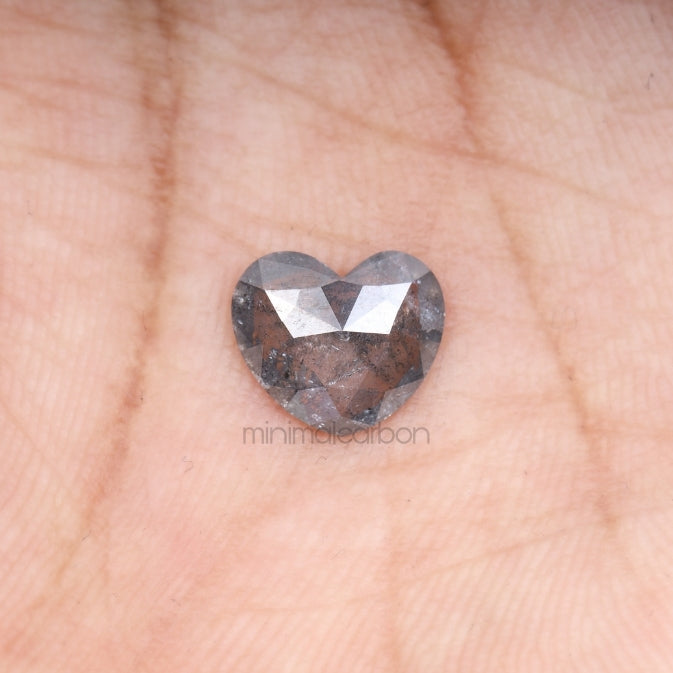 1.38 CT, 9.0 X 8.0 MM | Salt And Pepper Heart Diamond - Minimal Carbon