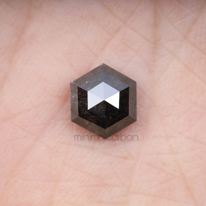 2.35 CT, 8.6 X 7.6 MM | Salt And Pepper Hexagon Cut Diamond - Minimal Carbon