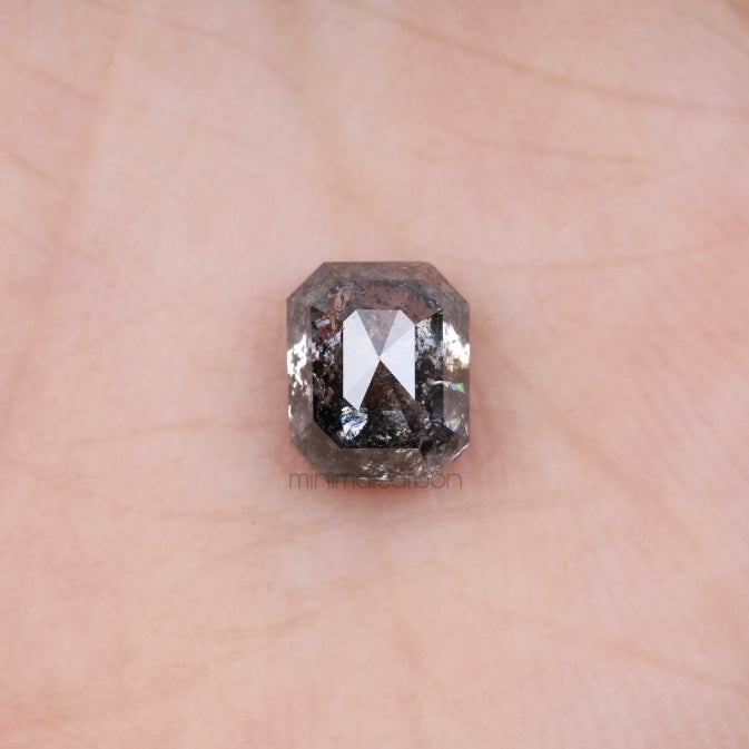 1.70 CT, 6.8 X 5.6 MM | Salt And Pepper Emerald Cut Diamond - Minimal Carbon