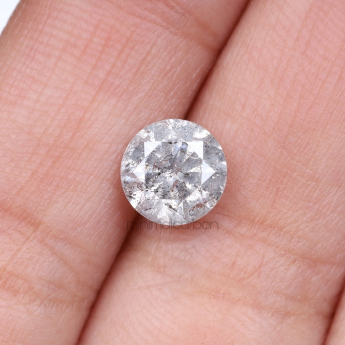 1.50 CT, 7.2 MM | Salt And Pepper Round Brilliant Cut Diamond - Minimal Carbon