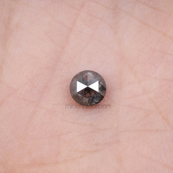 0.68 CT, 5.0 MM | Salt And Pepper Round Rose Cut Diamond - Minimal Carbon