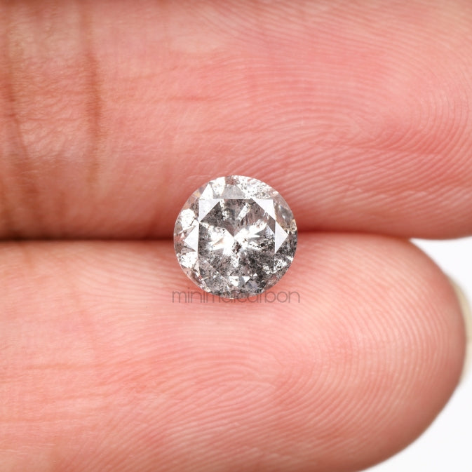 1.08 CT, 6.3 MM | Salt And Pepper Round Brilliant Cut Diamond - Minimal Carbon
