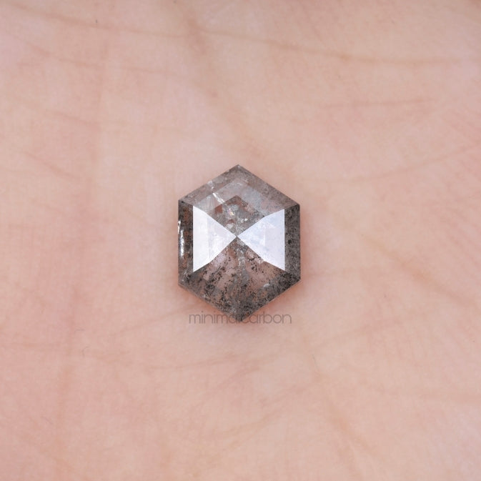 1.04 CT, 8.0 X 6.0 MM | Salt And Pepper Hexagon Cut Diamond - Minimal Carbon
