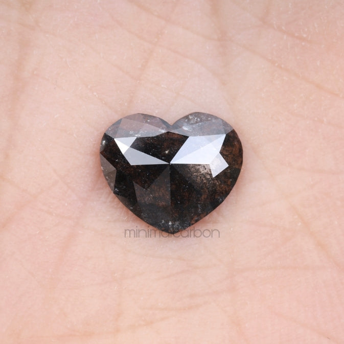 1.90 CT, 9.0 X 10.5 MM | Salt And Pepper Heart Diamond - Minimal Carbon