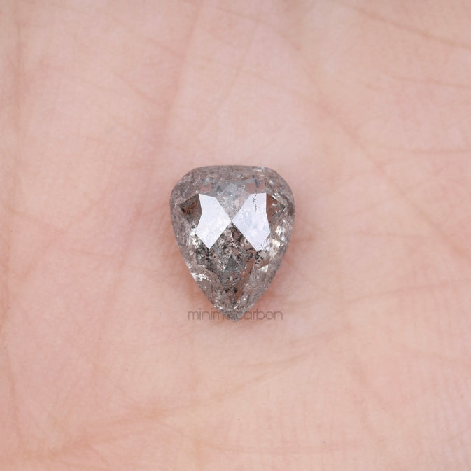 1.68 CT, 7.3 X 6.7 MM | Salt And Pepper Pear Cut Diamond - Minimal Carbon