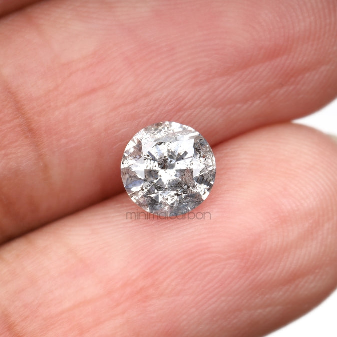 1.08 CT, 6.4 MM | Salt And Pepper Round Brilliant Cut Diamond - Minimal Carbon