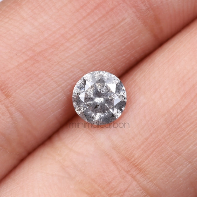 0.79 CT, 5.7 MM | Salt And Pepper Round Brilliant Cut Diamond - Minimal Carbon