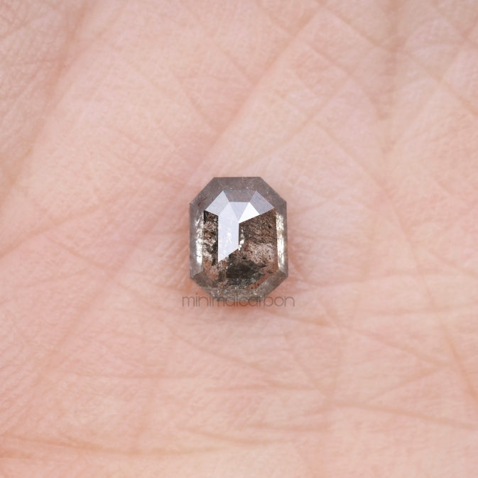 0.87 CT, 5.9 X 4.7 MM | Salt And Pepper Emerald Cut Diamond - Minimal Carbon