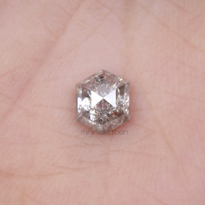 1.49 CT, 7.2 X 6.0 MM | Salt And Pepper Hexagon Cut Diamond - Minimal Carbon