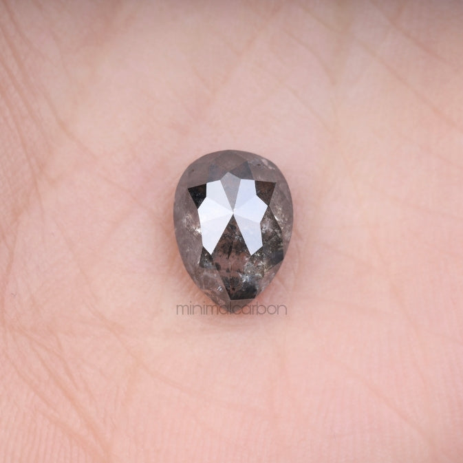 2.88 CT, 10.3 X 7.5 MM | Salt And Pepper Pear Cut Diamond - Minimal Carbon