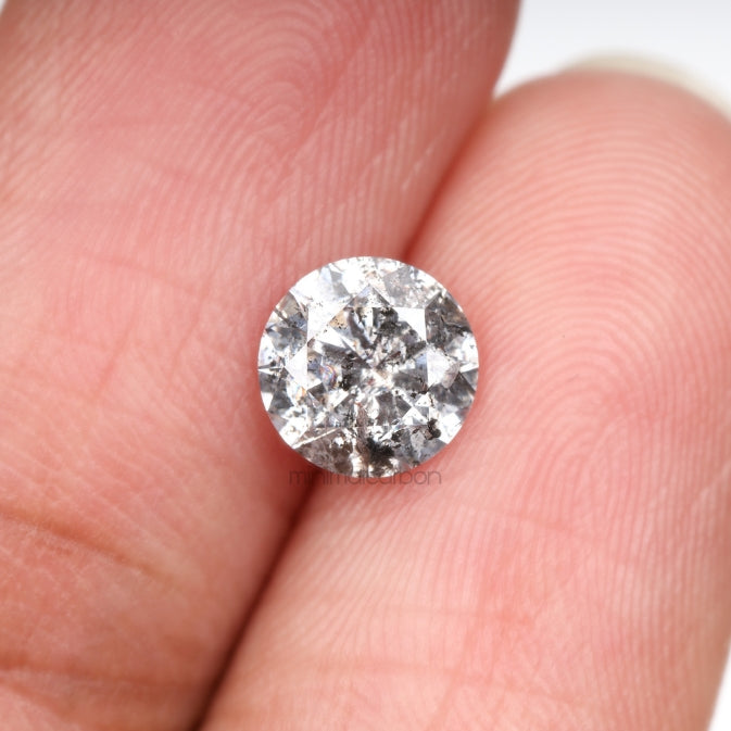 1.05 CT, 6.5 MM | Salt And Pepper Round Brilliant Cut Diamond - Minimal Carbon