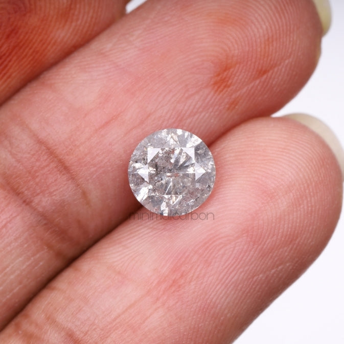 1.54 CT, 7.2 MM | Salt And Pepper Round Brilliant Cut Diamond - Minimal Carbon