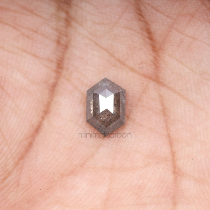 0.80 CT, 8.0 X 5.2 MM | Salt And Pepper Hexagon Cut Diamond - Minimal Carbon