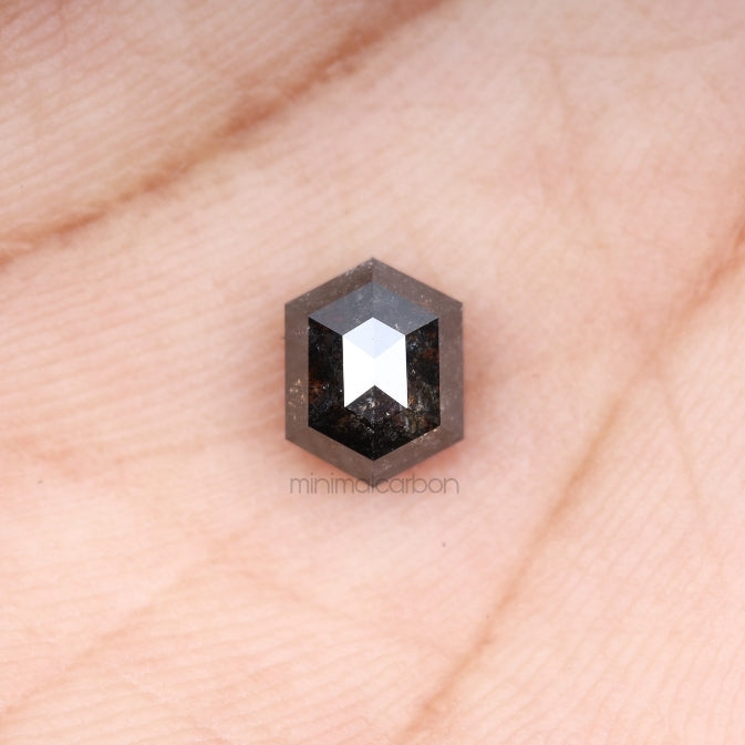 1.53 CT, 7.2 X 5.6 MM | Salt And Pepper Hexagon Cut Diamond - Minimal Carbon