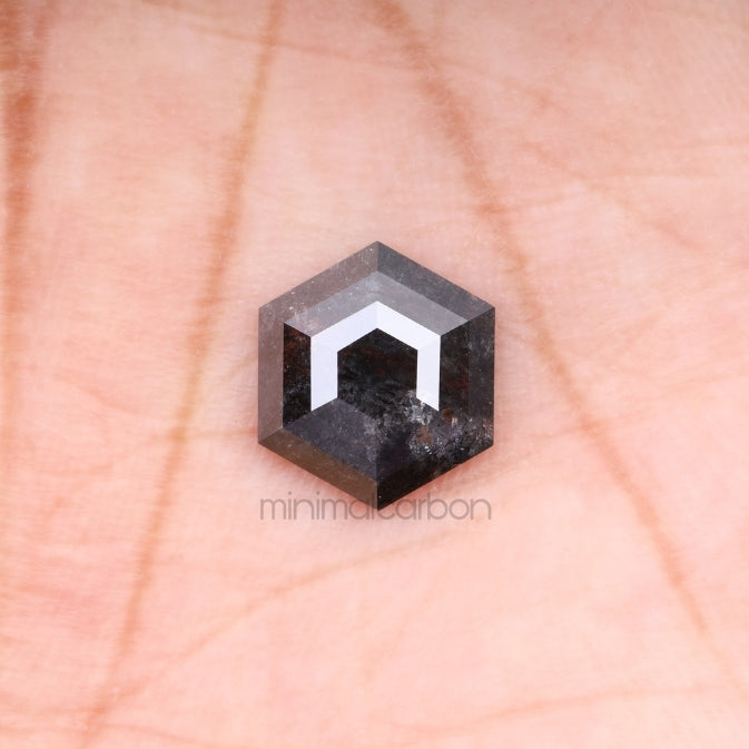 2.14 CT Hexagon Cut Natural Salt And Pepper Diamond