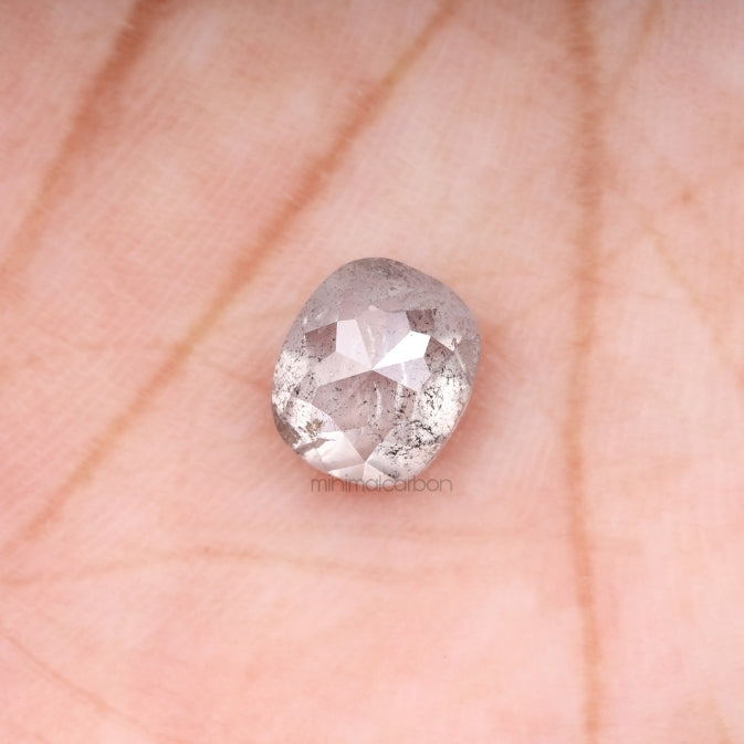 2.05 CT, 7.6 X 6.6 MM | Salt And Pepper Cushion Cut Diamond - Minimal Carbon