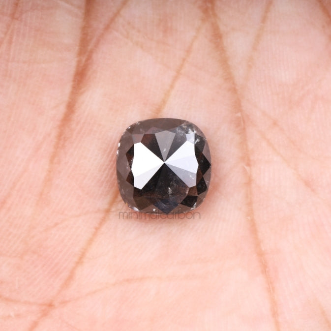 3.75 CT, 9.2 X 9.0 MM | Salt And Pepper Cushion Cut Diamond - Minimal Carbon