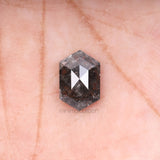 2.51 CT, 10.5 X 7.0 MM | Salt And Pepper Hexagon Cut Diamond - Minimal Carbon