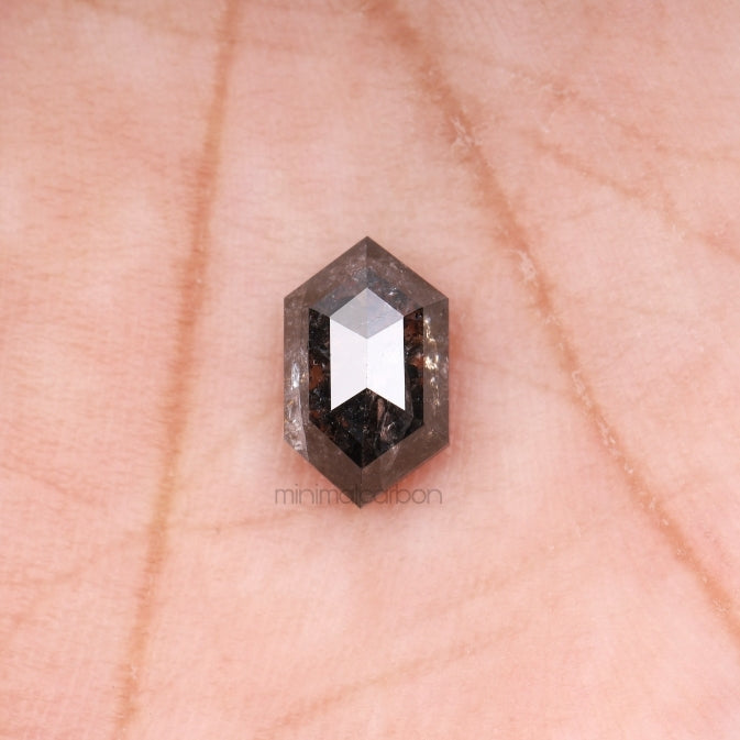 1.20 CT, 8.2 X 5.0 MM | Salt And Pepper Hexagon Cut Diamond - Minimal Carbon