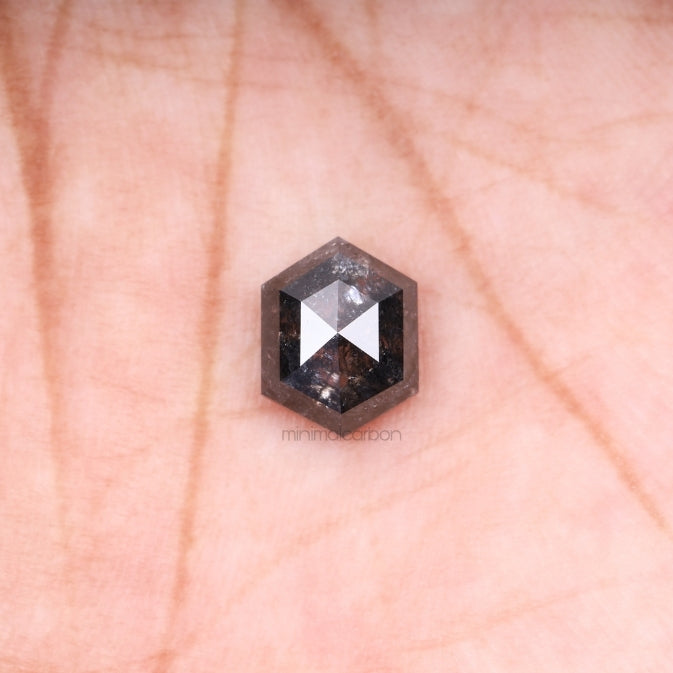 2.14 CT, 8.8 X 6.9 MM | Salt And Pepper Hexagon Cut Diamond - Minimal Carbon