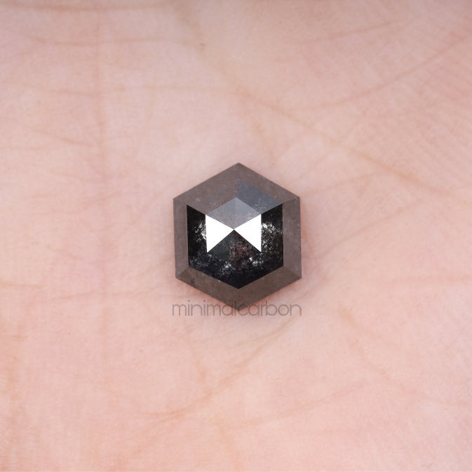 1.64 CT, 8.3 X 7.1 MM | Salt And Pepper Hexagon Cut Diamond - Minimal Carbon