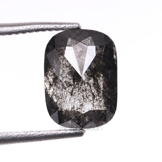 1.38 CT, 7.3 X 5.4 MM | Salt And Pepper Cushion Cut Diamond