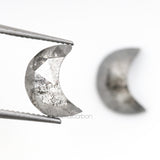 1.37 CT, 7.0 X 5.0 MM | Salt And Pepper Crescent Cut Diamond Pair - Minimal Carbon