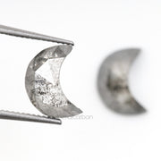 1.37 CT, 7.0 X 5.0 MM | Salt And Pepper Crescent Cut Diamond Pair - Minimal Carbon